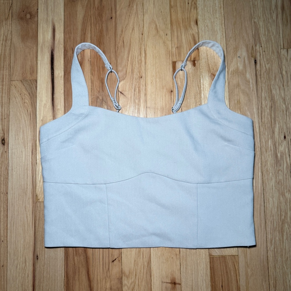 Abercrombie & Fitch Tailored Taupe Crop Top